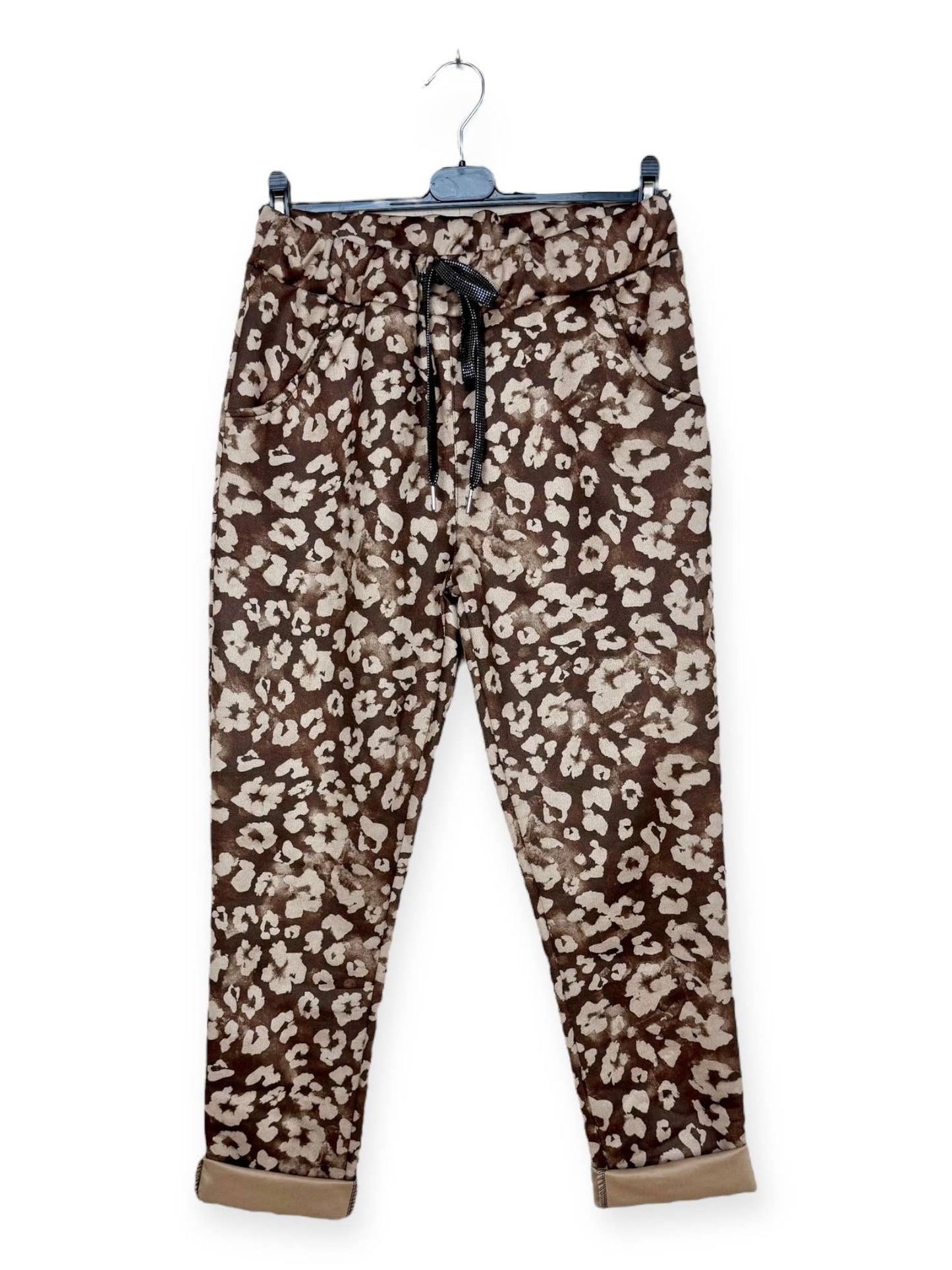 Geo print with Browns & Aqua Patterned Jogger Pants: Pattern 3 One Size Fits Most