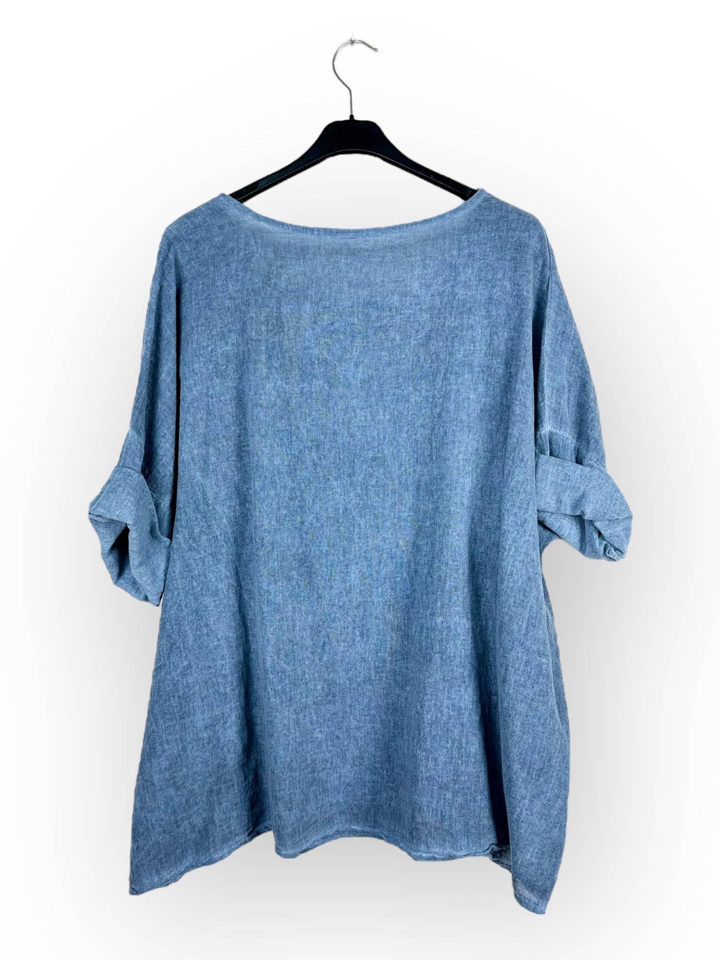 Plain top in linen and cotton with two pockets Made in Italy