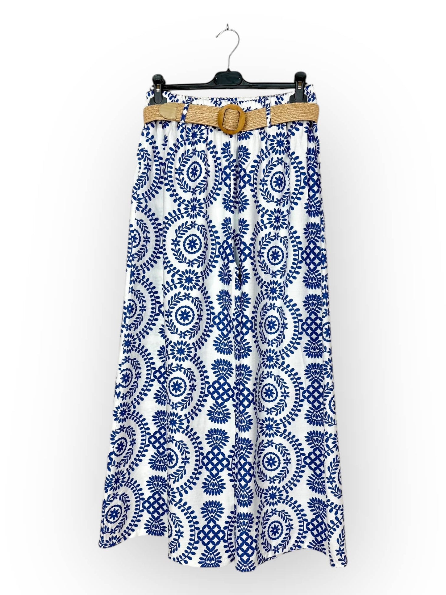 Wide-Leg Pants with Geometric Patterns Made in Italy