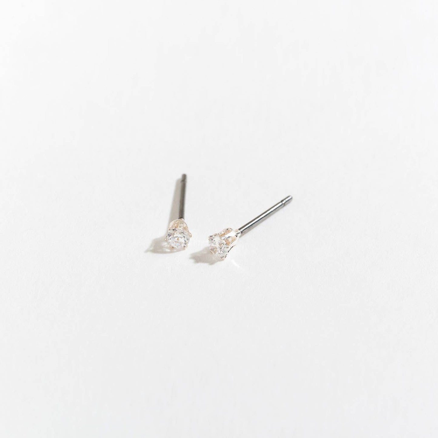 2mm Cubic Zirconia Ear Sense Stud Earrings