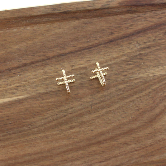 Double-Sided Cross Huggie Hoop Earrings