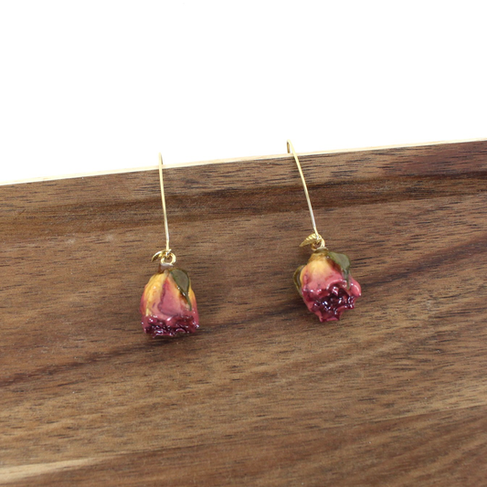 Hand Pressed Flower Brass Earrings