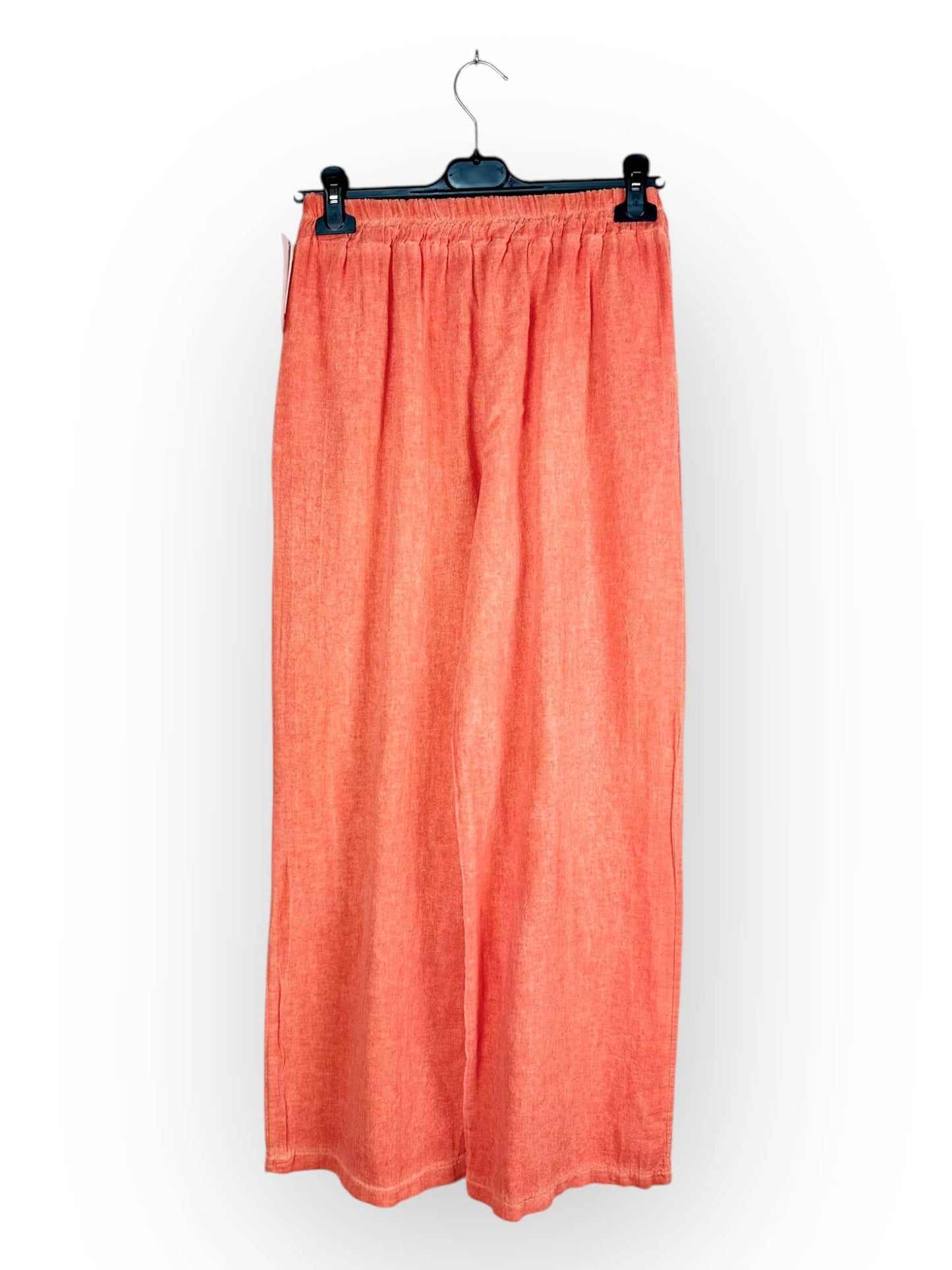 PLAIN LINEN AND COTTON PANTS Made in Italy