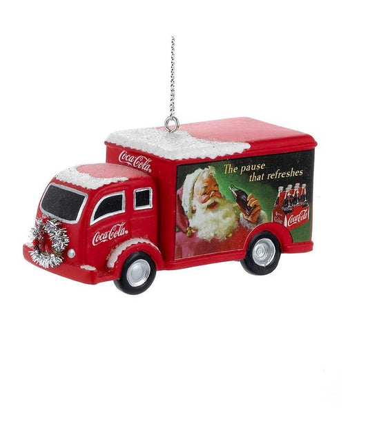 Coca-Cola Truck With Silver Wreath Ornament by Kurt Adler