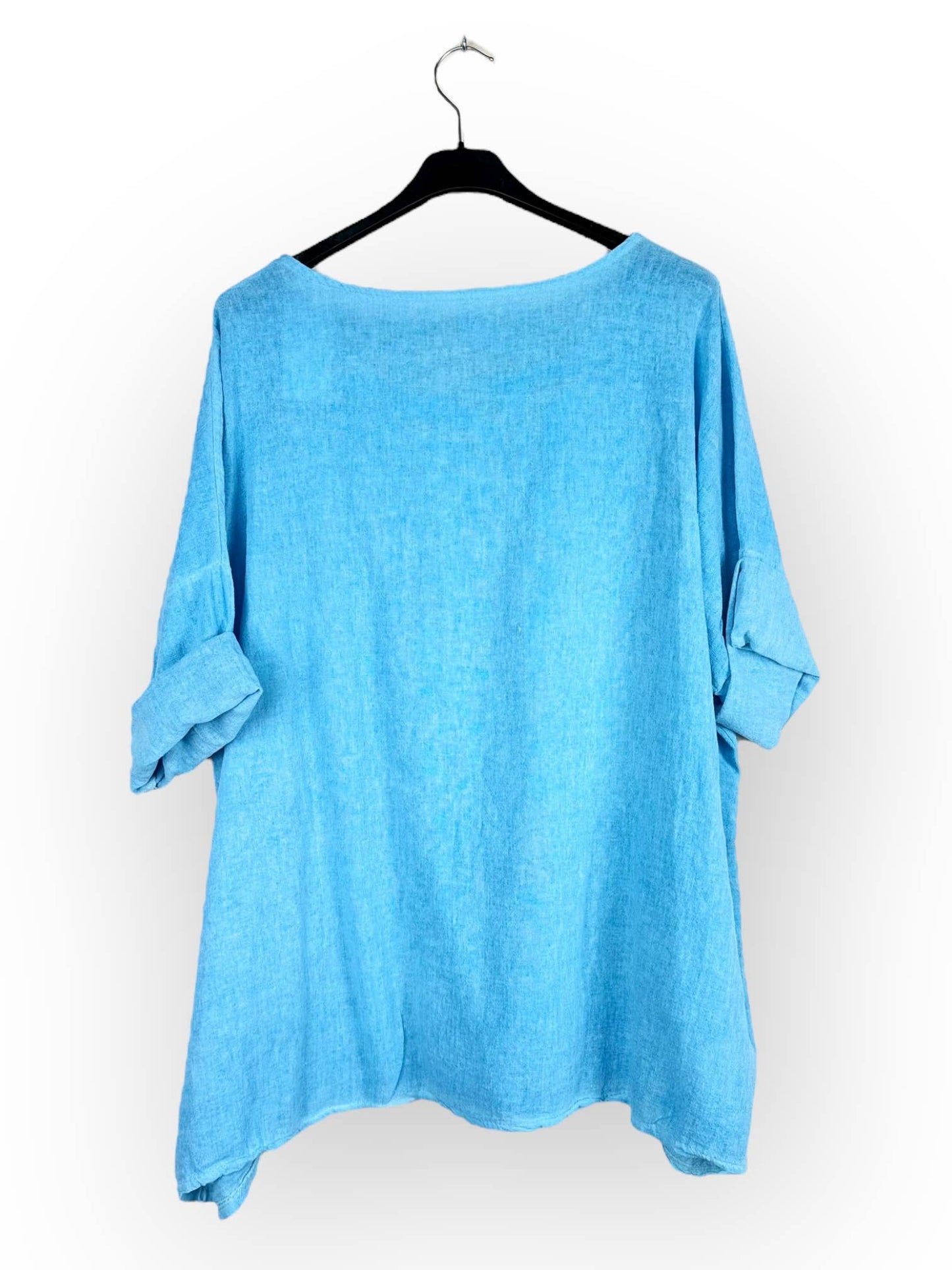 Plain top in linen and cotton with two pockets Made in Italy