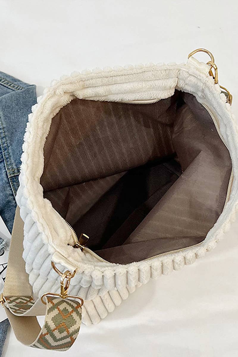 Corduroy Tote Bag With Guitar Shoulder Strap