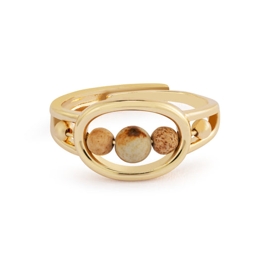 Gold Beaded Fidget Ring - Adjustable Size 4 To 9 from the becalm comfort collection by Demdaco