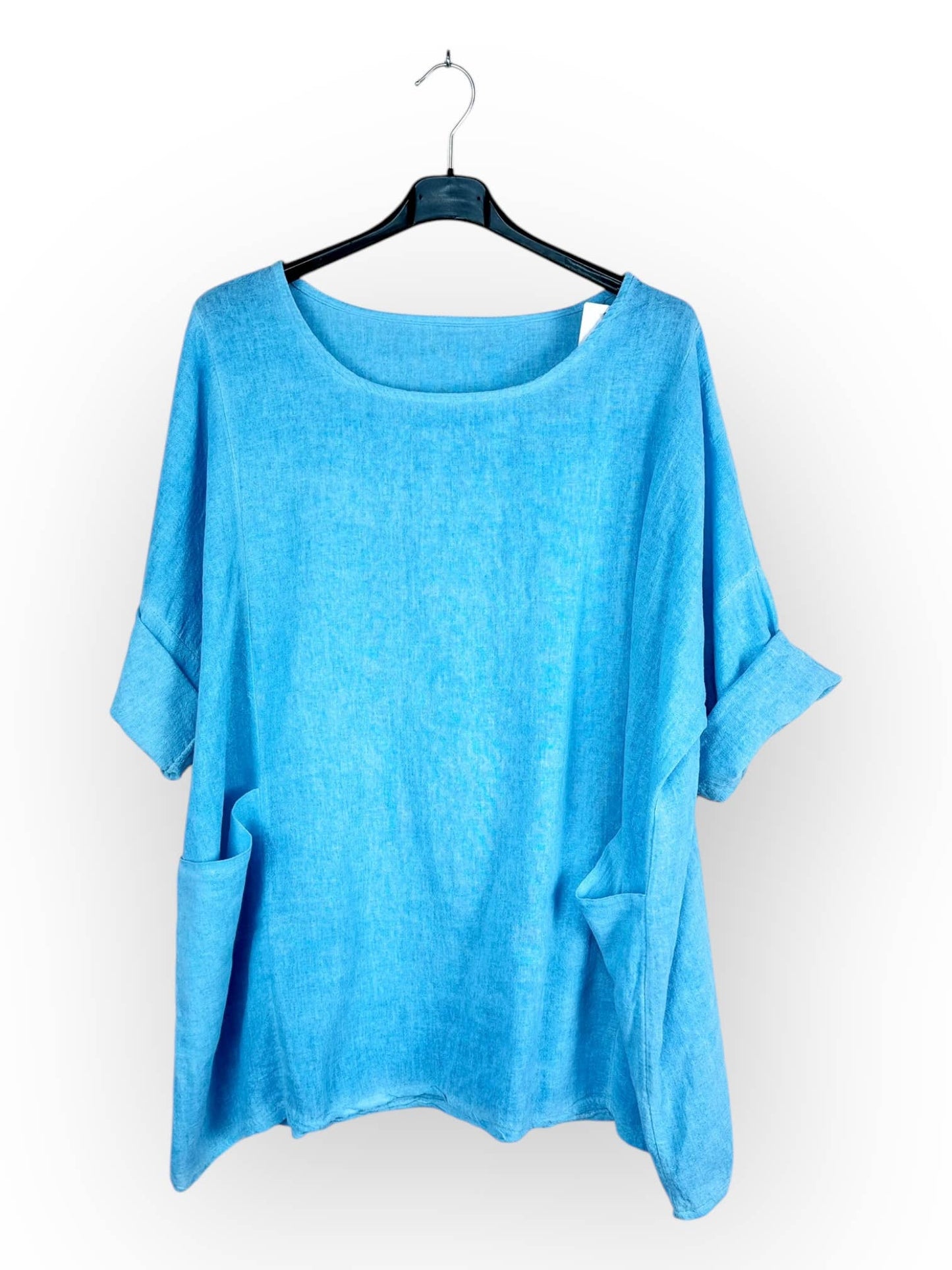 Plain top in linen and cotton with two pockets Made in Italy