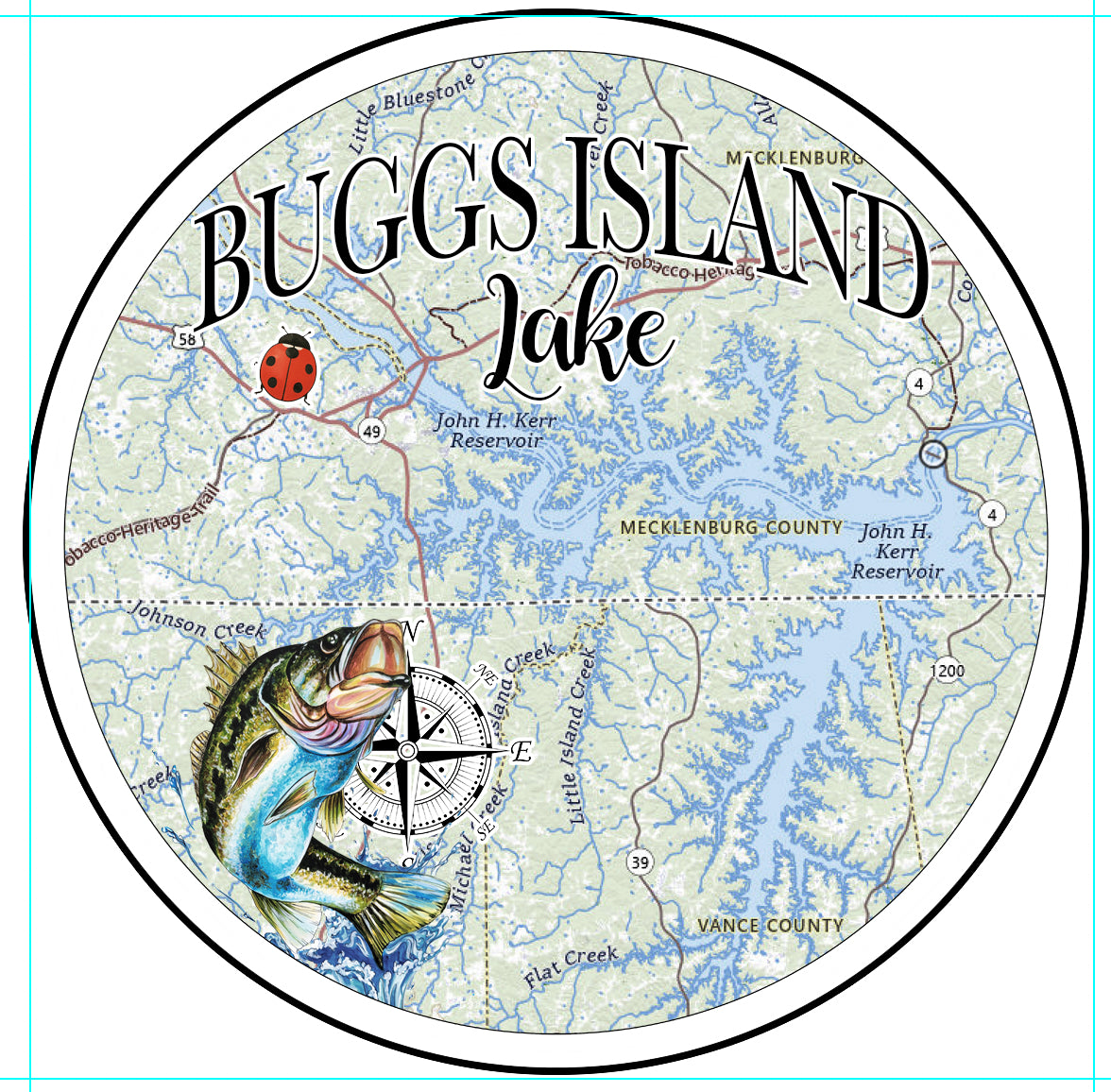 Buggs Island Lake Custom Map Magnets