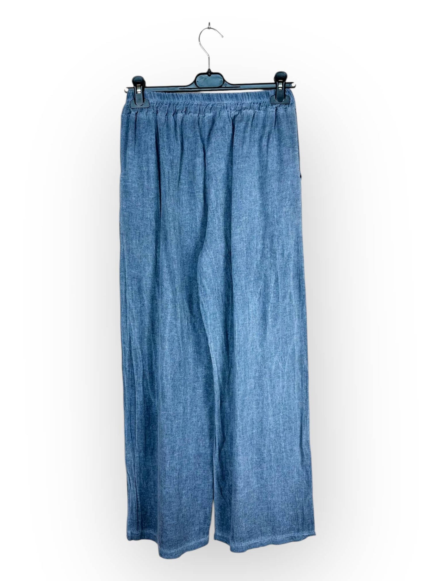 PLAIN LINEN AND COTTON PANTS Made in Italy