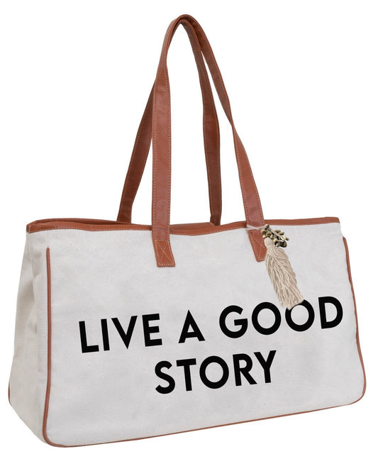 Live A Good Story Canvas Tote