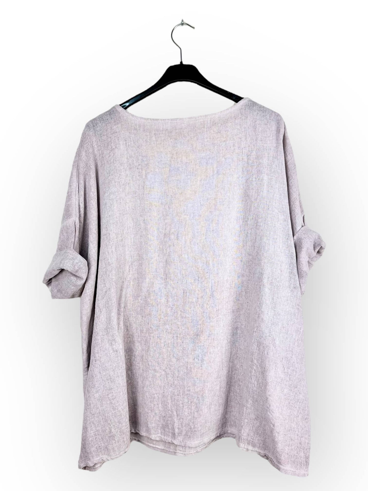 Plain top in linen and cotton with two pockets Made in Italy