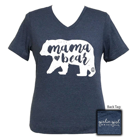Mama Bear-Heather Navy V-Neck SS-1644