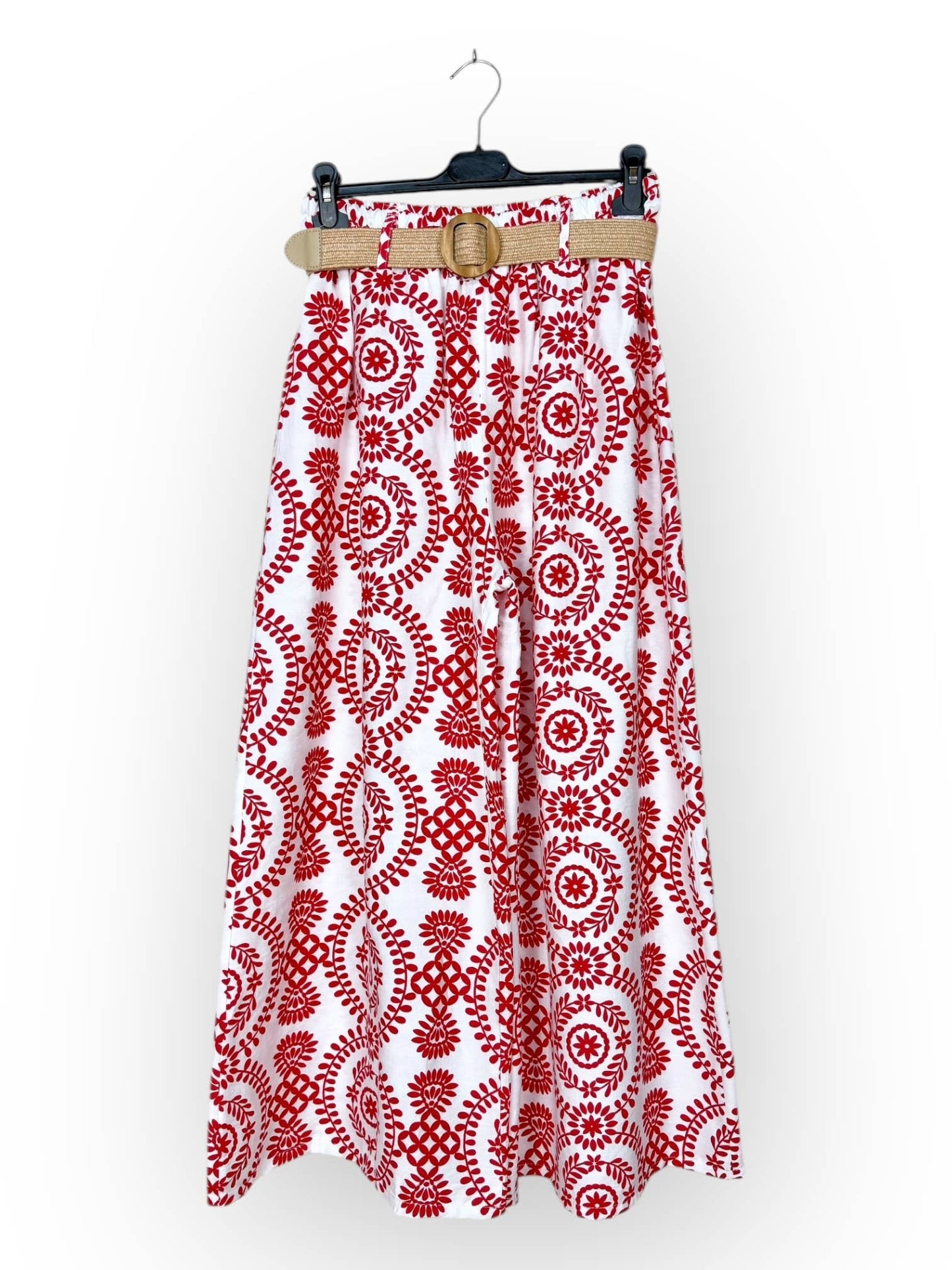 Wide-Leg Pants with Geometric Patterns Made in Italy