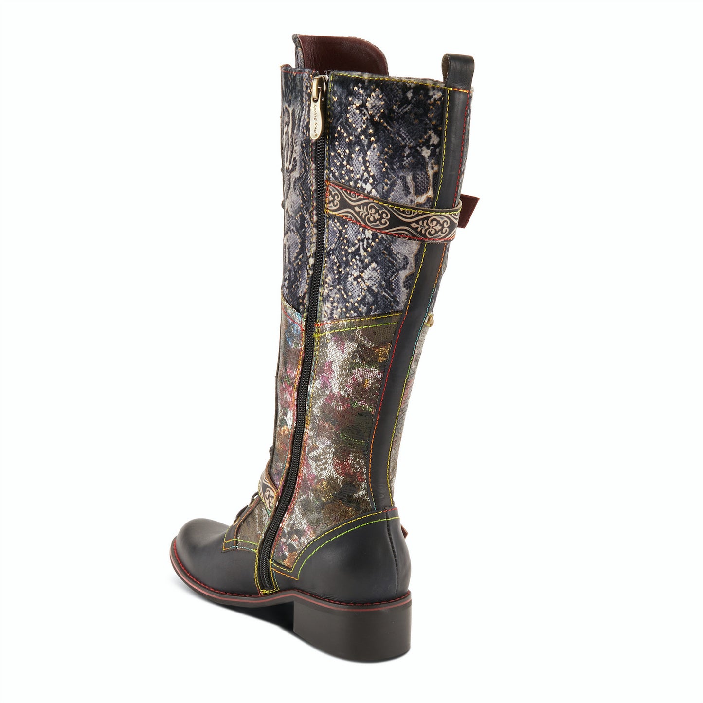 VANEYCK TALL WESTERN BOOT - Black Multi Color Leather by L`ARTISTE