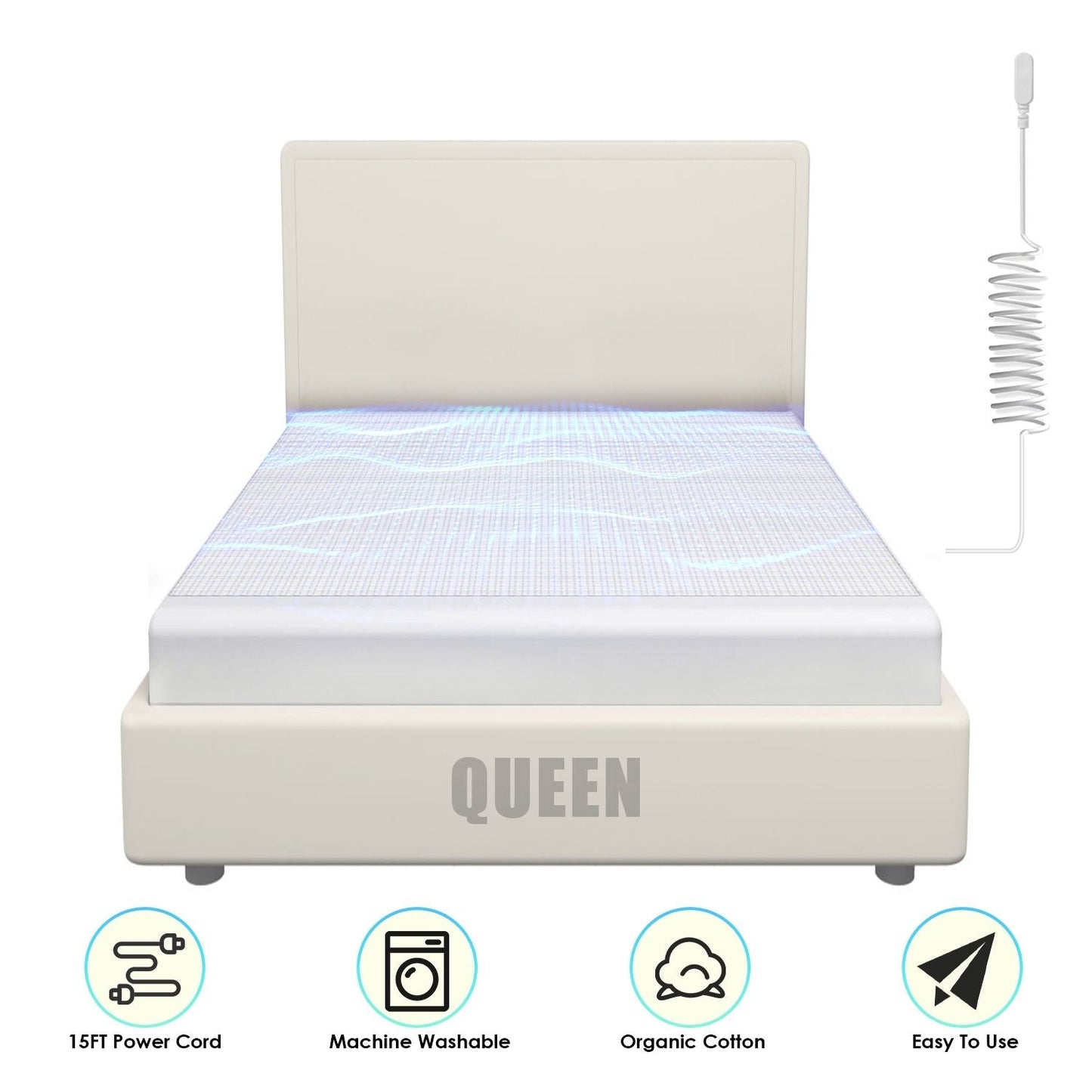 Organic Cotton Grounding Sheet – Queen & King with 15FT Cord for Sleep & Wellness