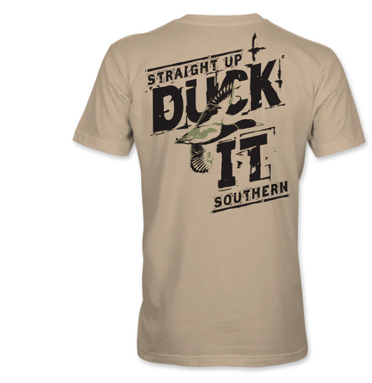Duck It - Mallard in Flight Tan Tee by Straight Up Southern - Short Sleeve Tee