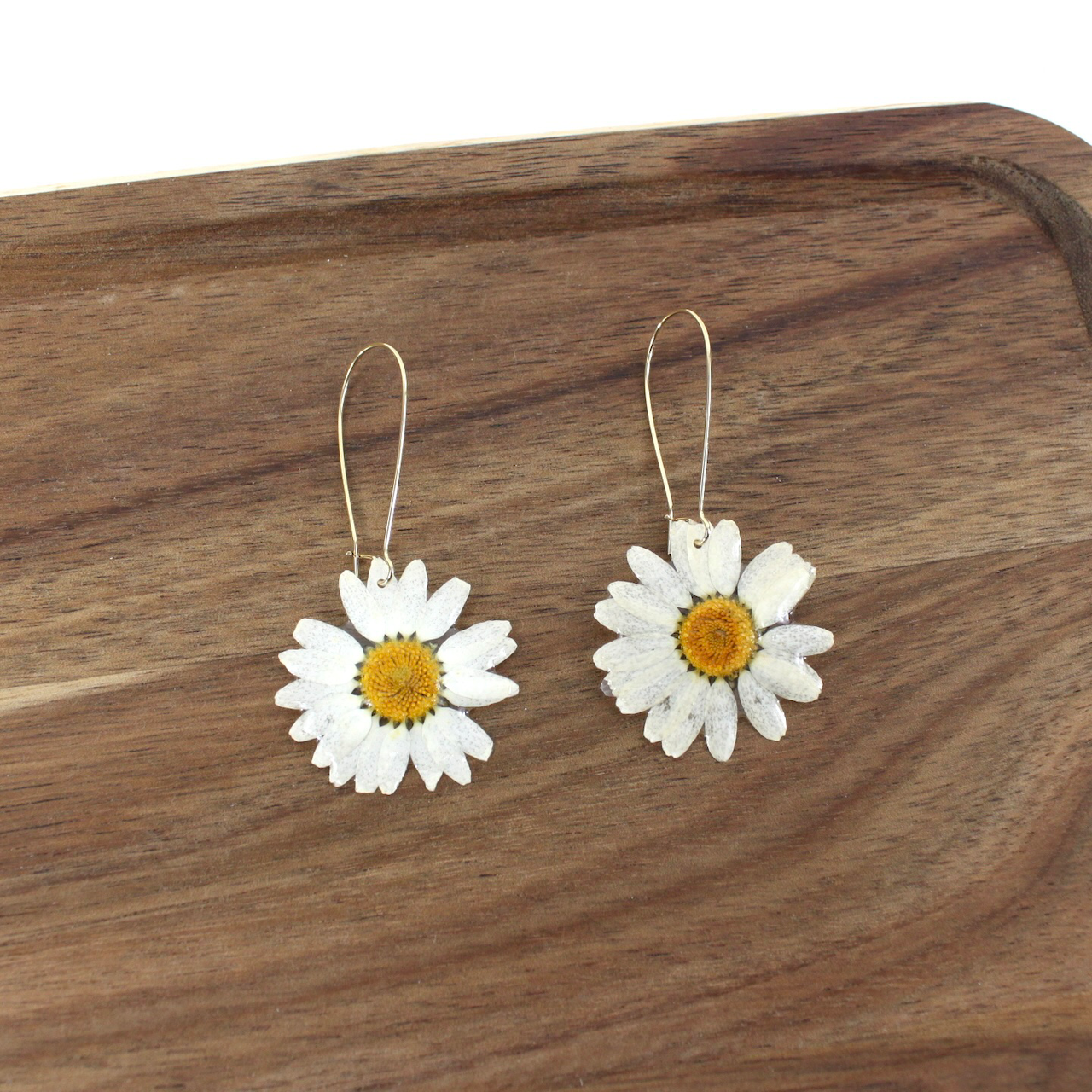 Hand Pressed Flower Brass Earrings