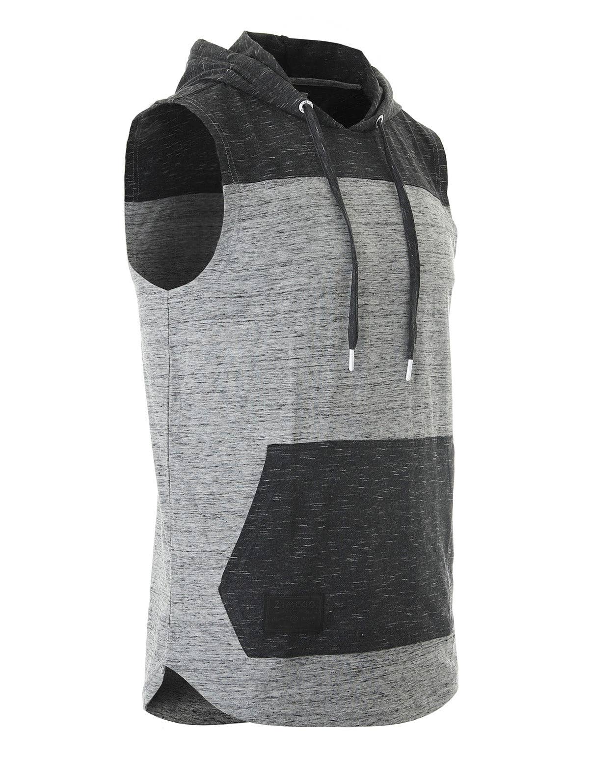 ZIMEGO Men's Color Block Sleeveless Workout Hooded Tank