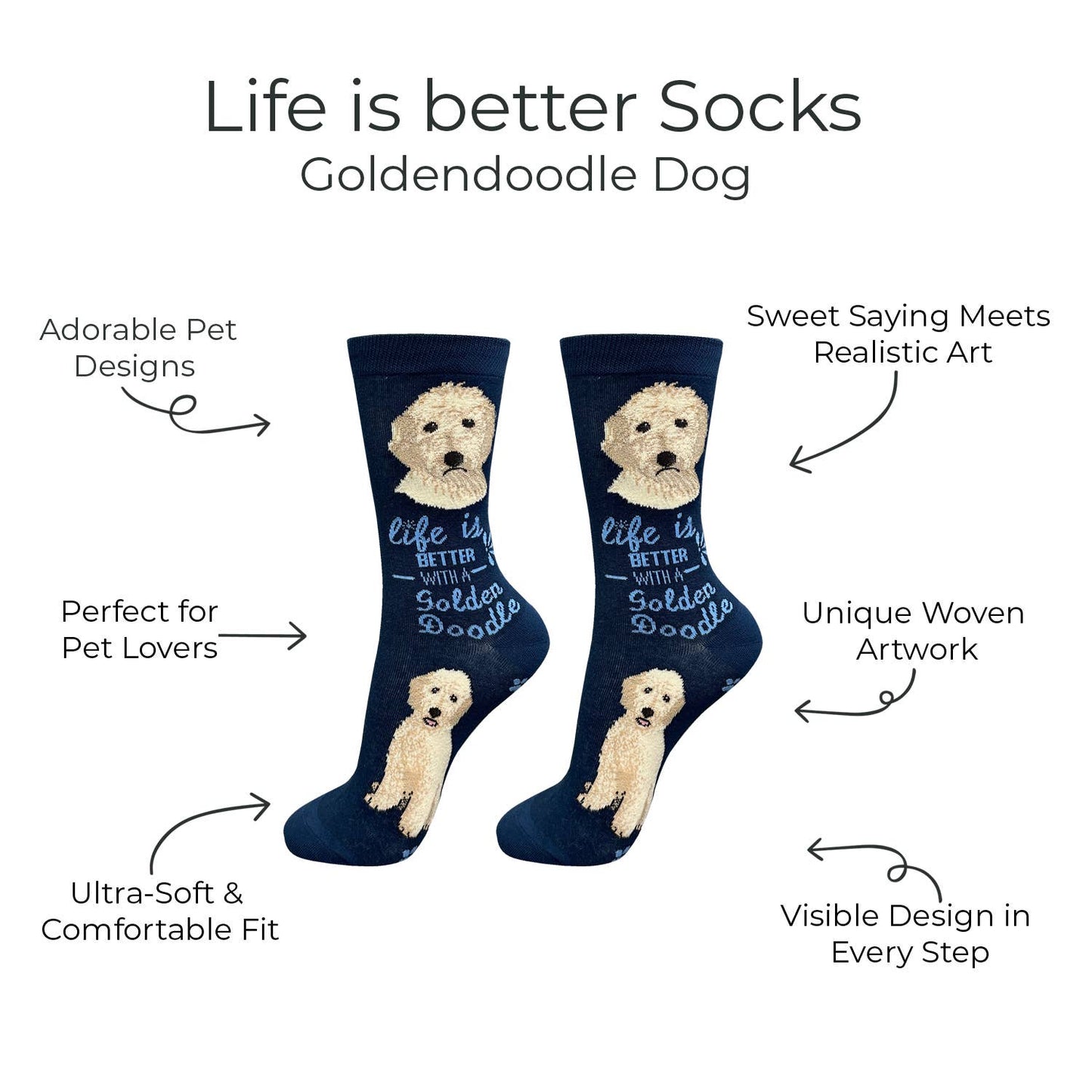 Goldendoodle Dog Socks -  Fun Novelty Crew Socks - Unisex