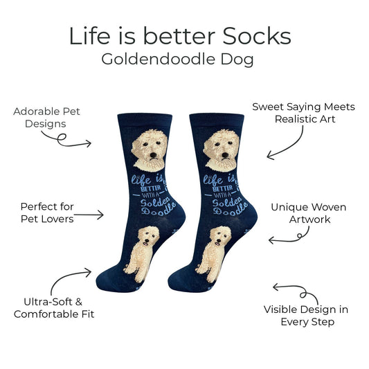 Goldendoodle Dog Socks -  Fun Novelty Crew Socks - Unisex