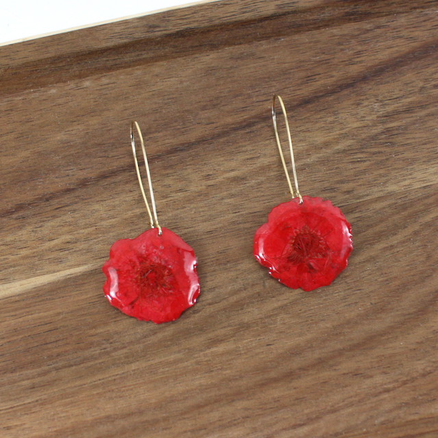 Hand Pressed Flower Brass Earrings