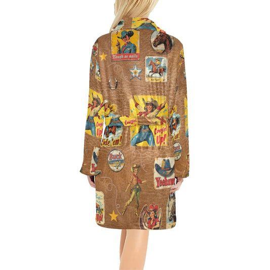 Vintage Cowgirl Collage Bath Robe