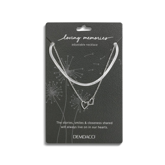 Layered Heart Silver Necklace Loving Memories The stories smiles & closeness shared will always live on in our hearts 18in by Demdaco