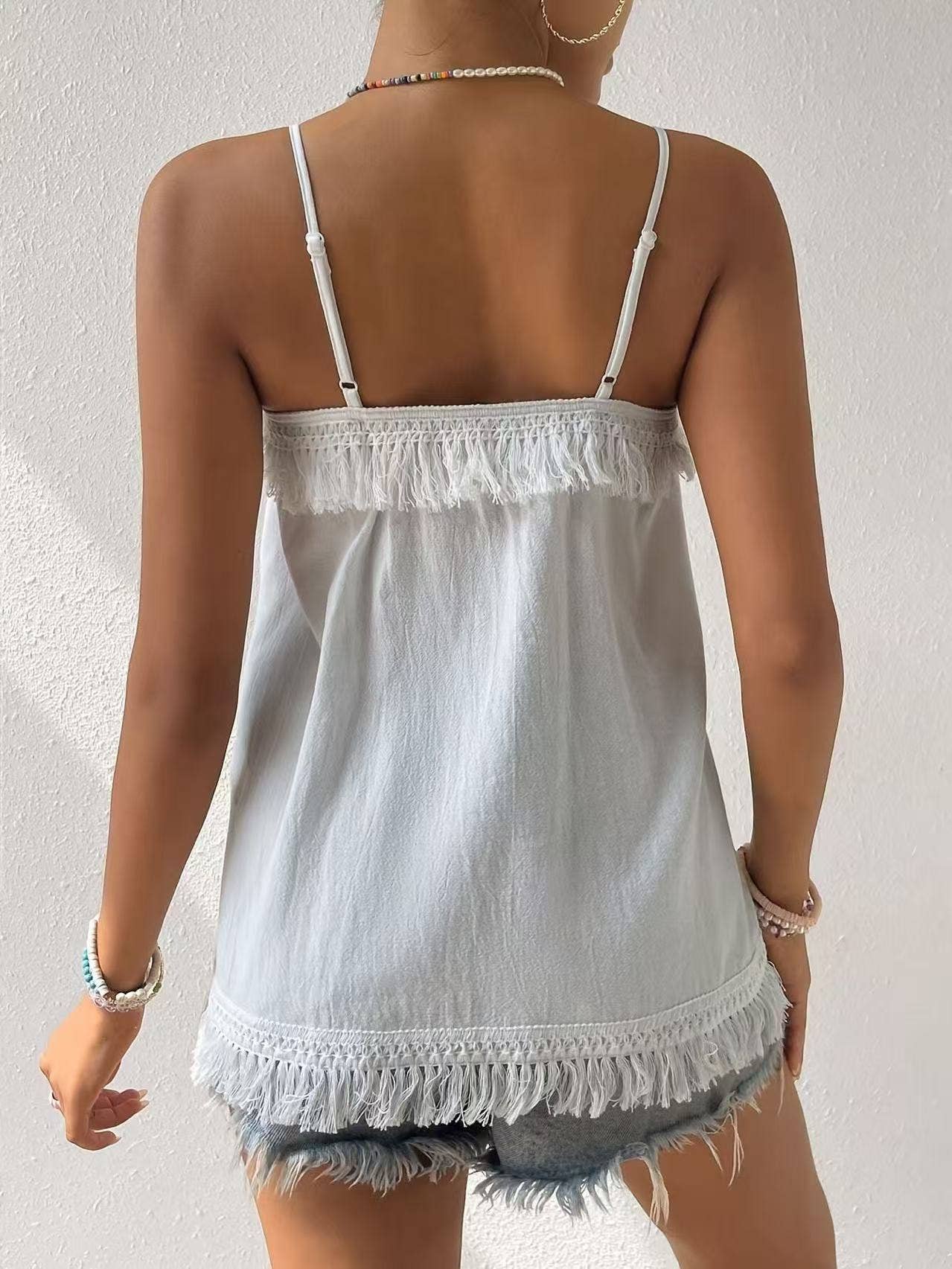 Embroidered front tank top