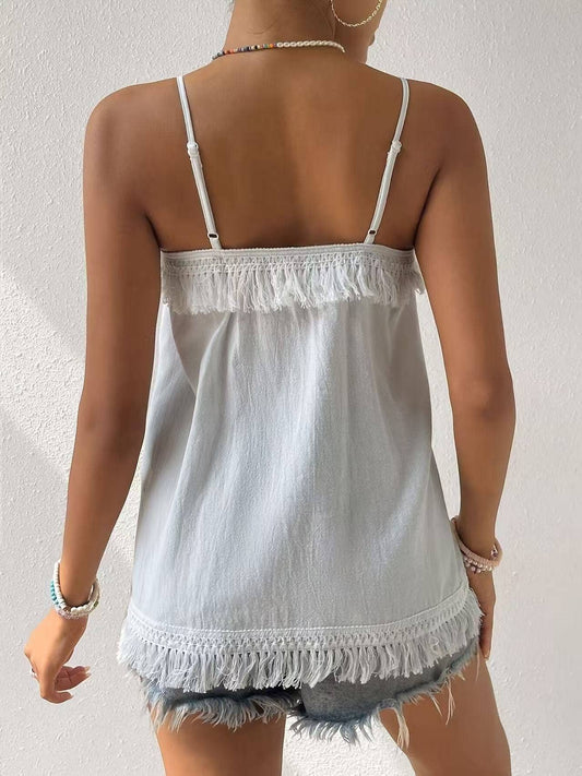 Embroidered front tank top
