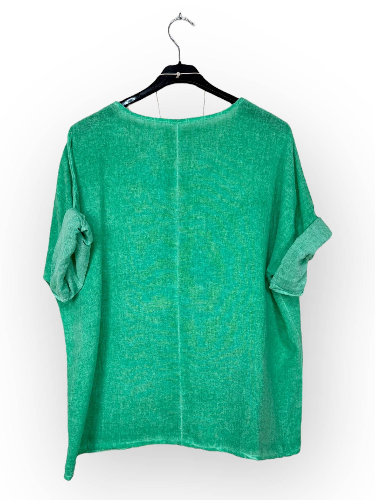 Washed cotton top with necklace Made in Italy