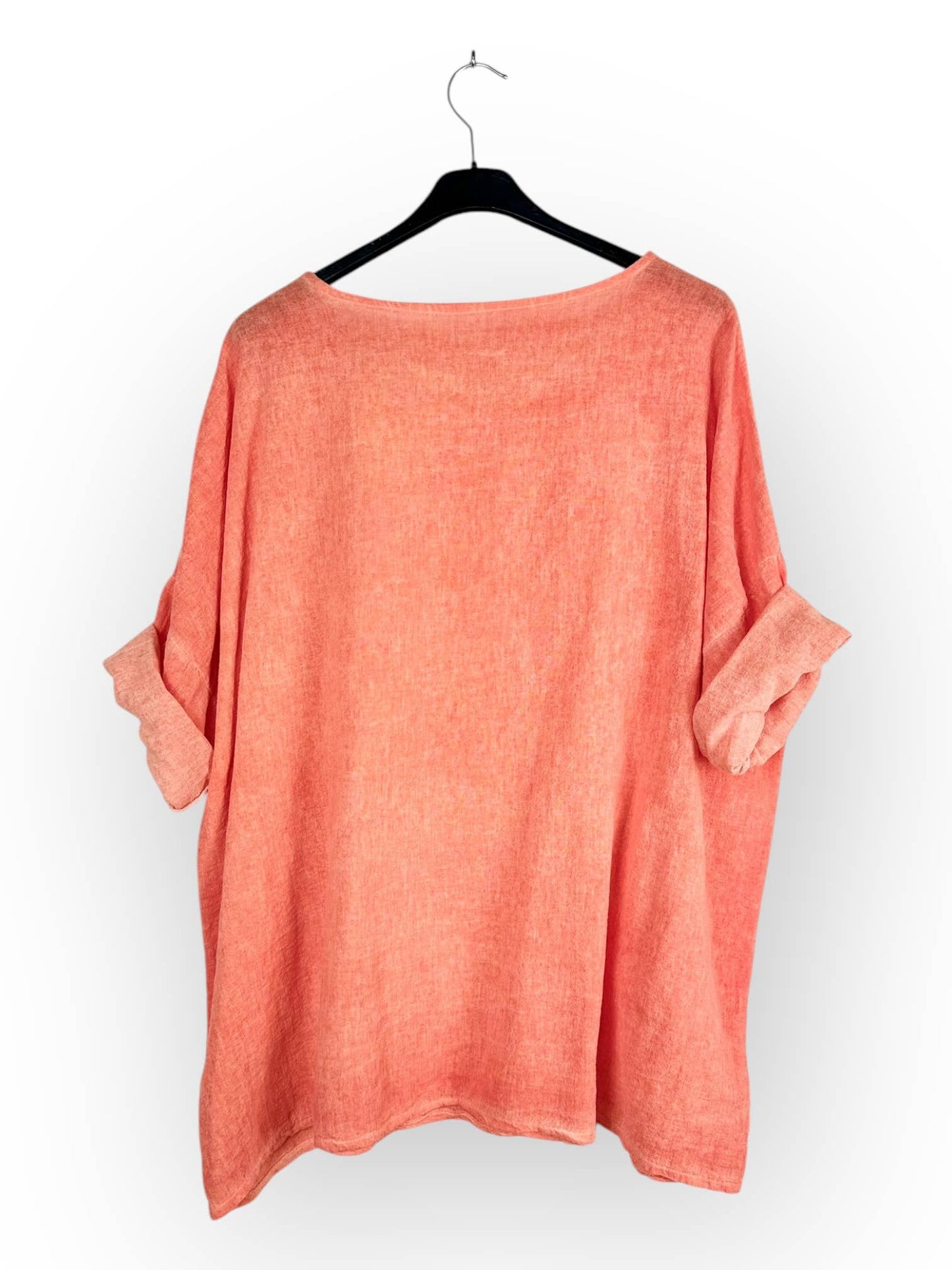 Plain top in linen and cotton with two pockets Made in Italy