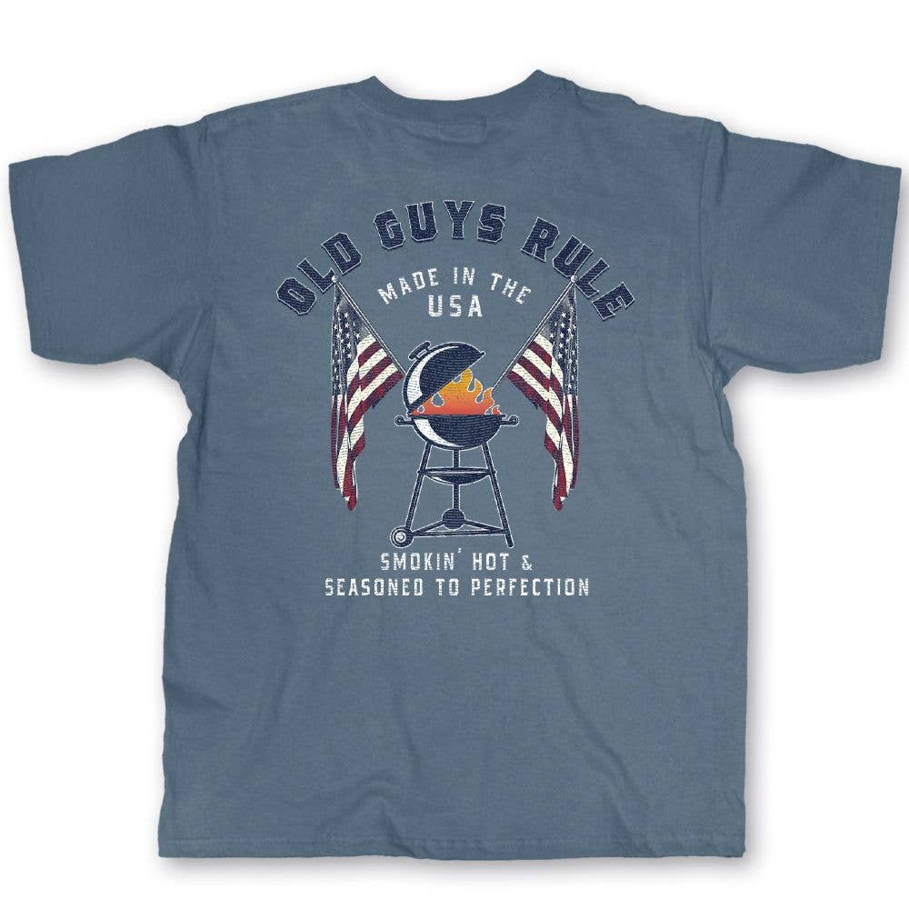 American BBQ Smokin' Hot & Seasoned To Perfection Men's Old Guys Rule -