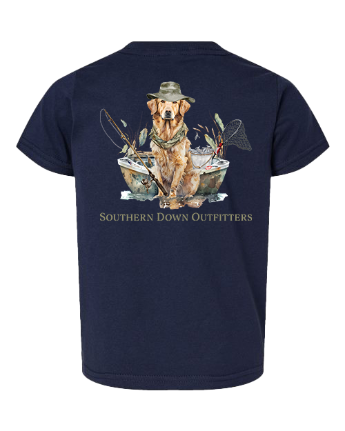 Dog in Boat Toddler Southern Down Outfitters Short Sleeve Tee