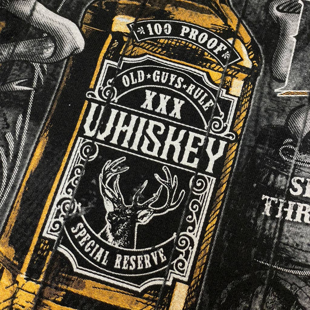 Old Whiskey Rules - See The World Through Whiskey Glasses. Aged To Perfection!" Old Guys Rule