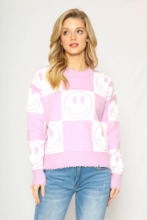 Checkered Smiley Sweater 