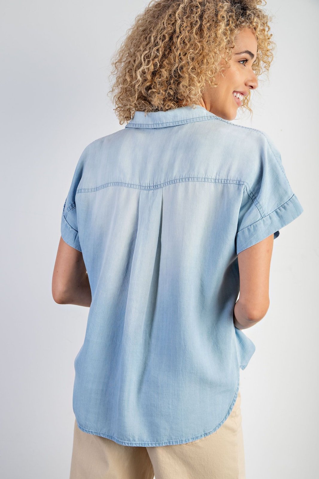 LT. DENIM SHORT SLEEVE WASHED DENIM SHIRT