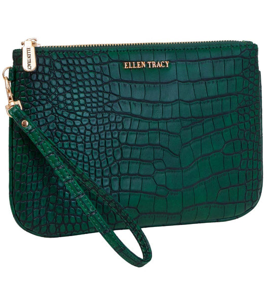 Emerald Ellen Tracy CROCO WRISTLET W/CREDIT CARD SLOTS