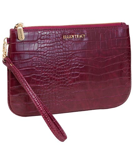 Merlot Ellen Tracy CROCO WRISTLET W/CREDIT CARD SLOTS