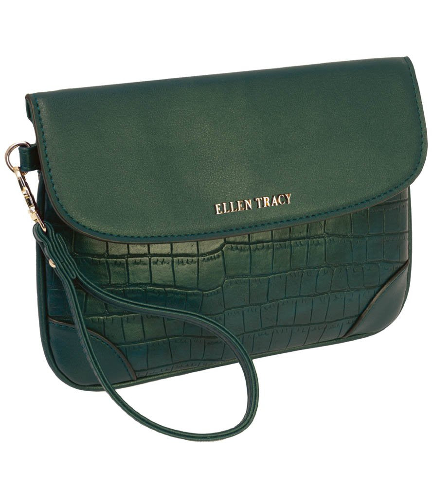 Emerald Ellen Tracy CROCO CLUTCH WRISTLET