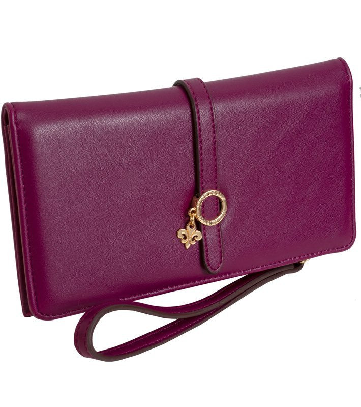Rasberry Ellen Tracy Smooth Vachetta Wristlet Wallet