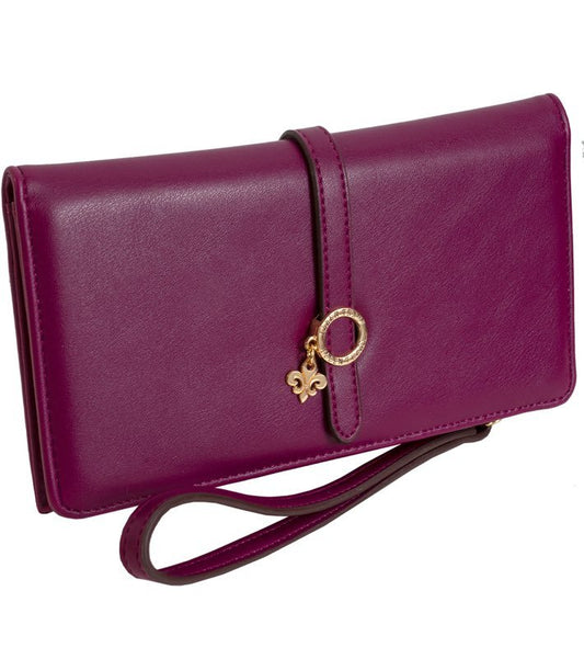 Rasberry Ellen Tracy Smooth Vachetta Wristlet Wallet