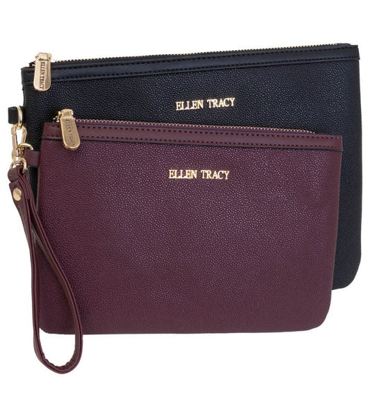 Black/Merlot Ellen Tracy 2 Piece Stingray Wristlet Wallet