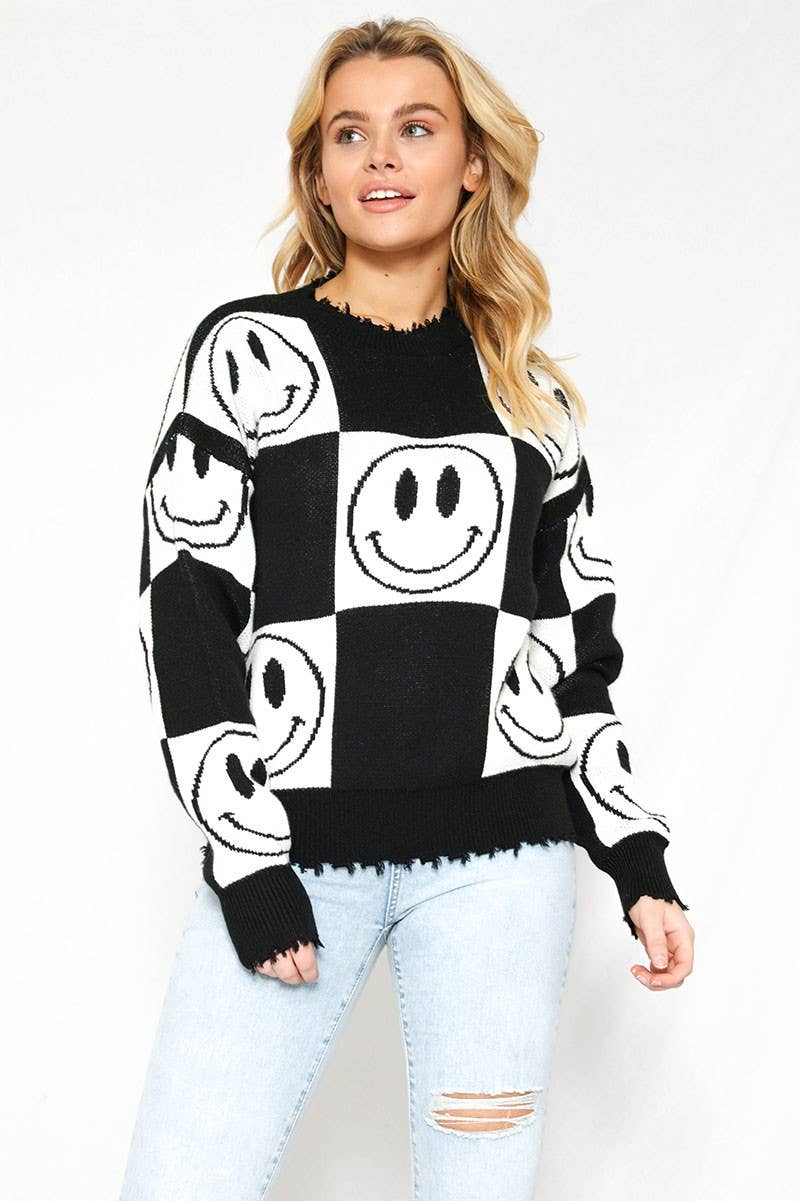 Checkered Smiley Sweater 