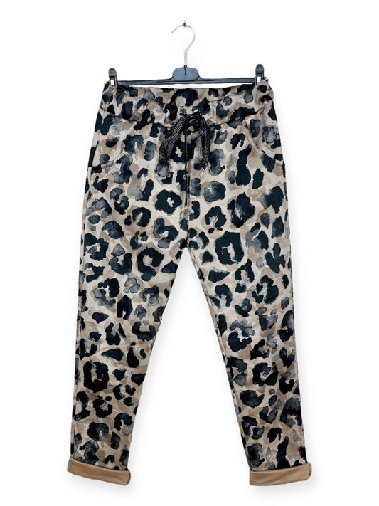 Leopard Spotted Patterned Jogger Pants: Pattern 12 One Size Fits Most