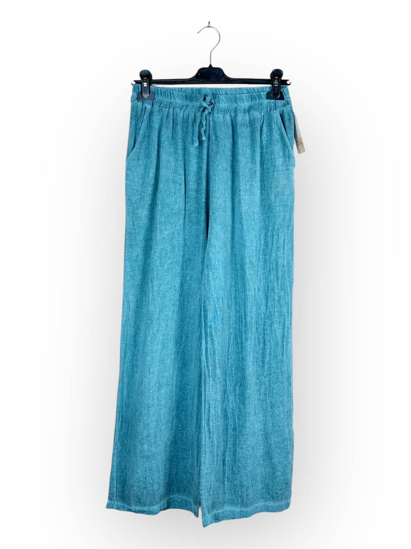 PLAIN LINEN AND COTTON PANTS Made in Italy