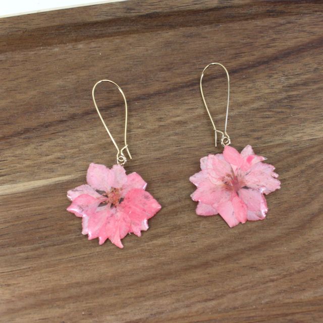 Hand Pressed Flower Brass Earrings