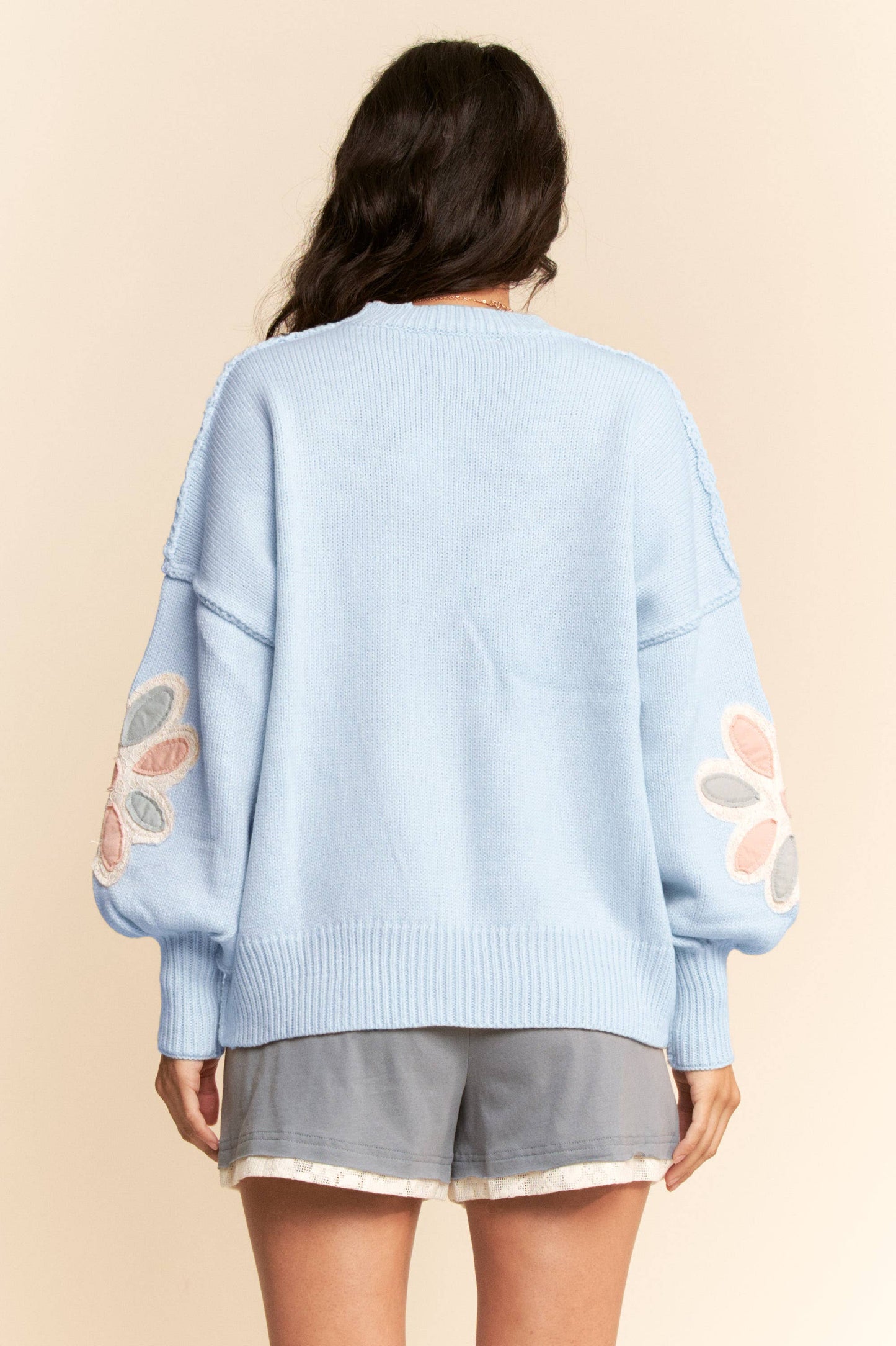 MULTI FLORAL PATCHWORK LONG SLEEVE SWEATER TOP by Davi & Dani