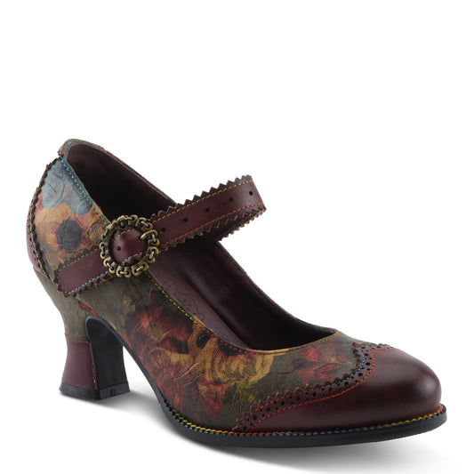 MACIAS-FLEUR Bordeaux multi a timeless elegant baroque-inspired Mary Jane shoe by L`ARTISTE