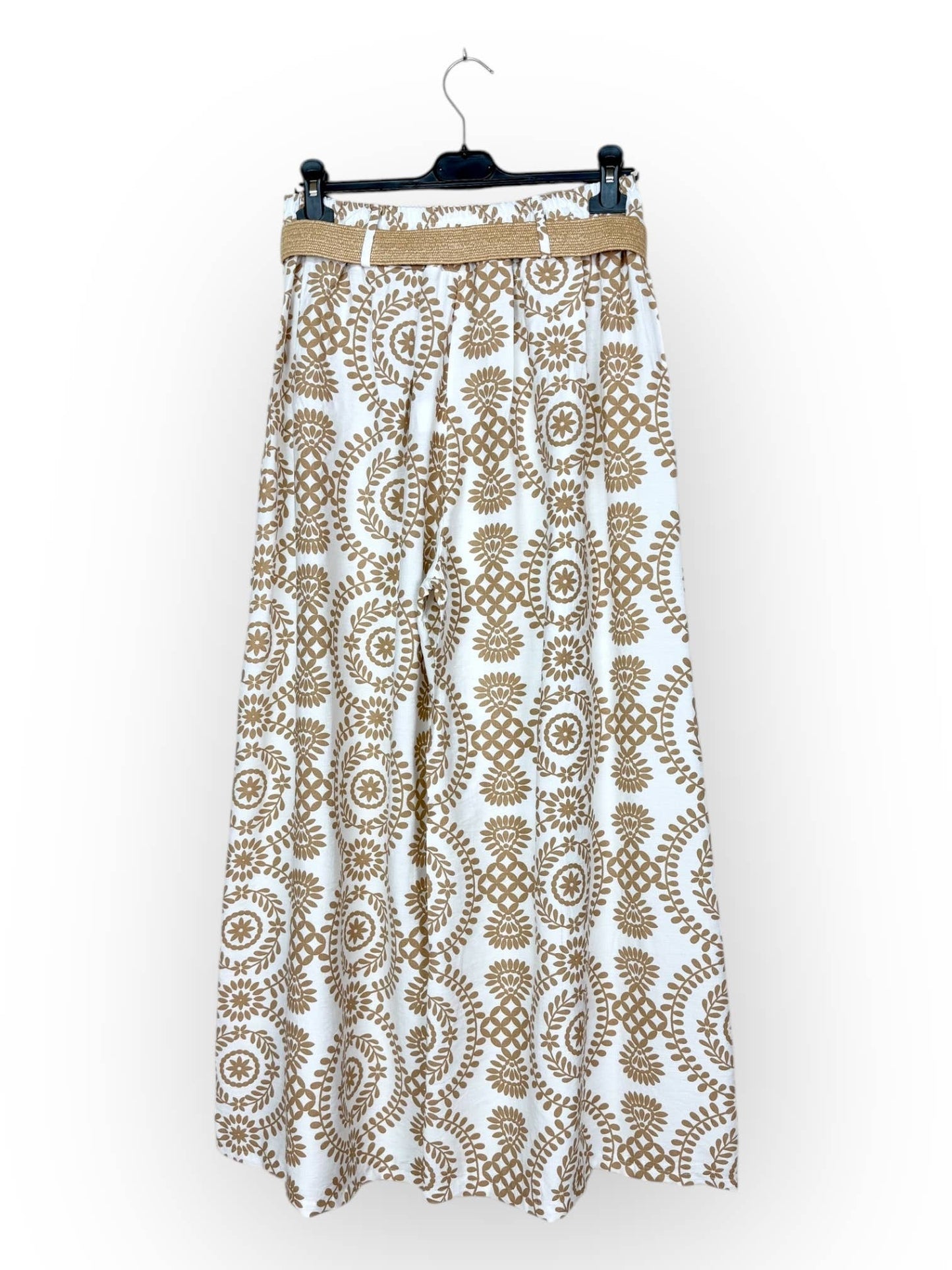 Wide-Leg Pants with Geometric Patterns Made in Italy